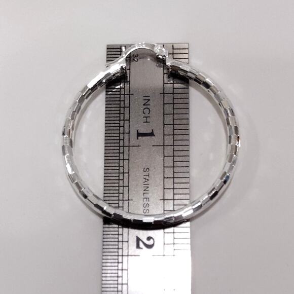 925 Sterling Silver Hoop Earrings 2" inch Geometric Disco Christmas Birthday NEW - Picture 6 of 7